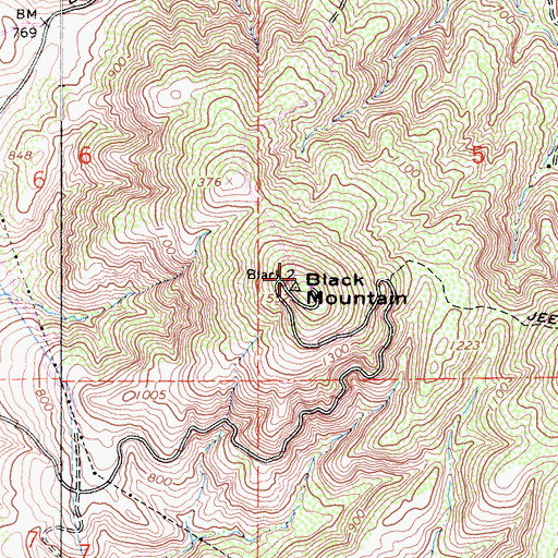 Topographic Map of Black Mountain, CA
