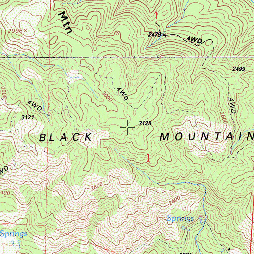 Topographic Map of Black Mountain, CA
