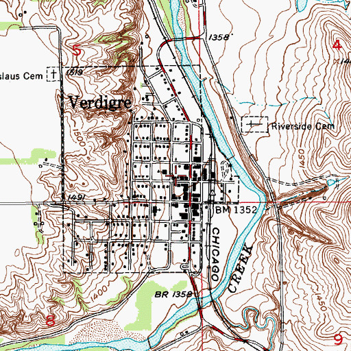 Topographic Map of Verdigre Volunteer Rescue Squad, NE