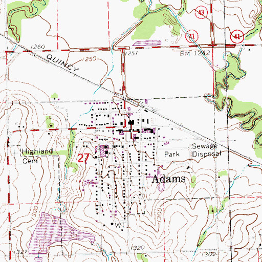 Topographic Map of Adams Rescue Squad, NE