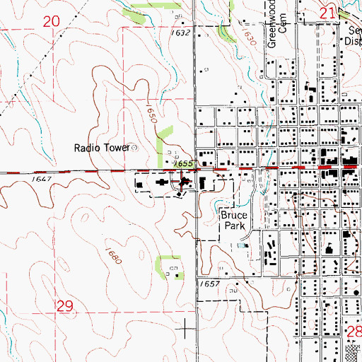 Topographic Map of Creighton Ambulance Service, NE