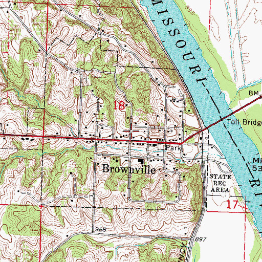Topographic Map of Brownville Rescue Service, NE
