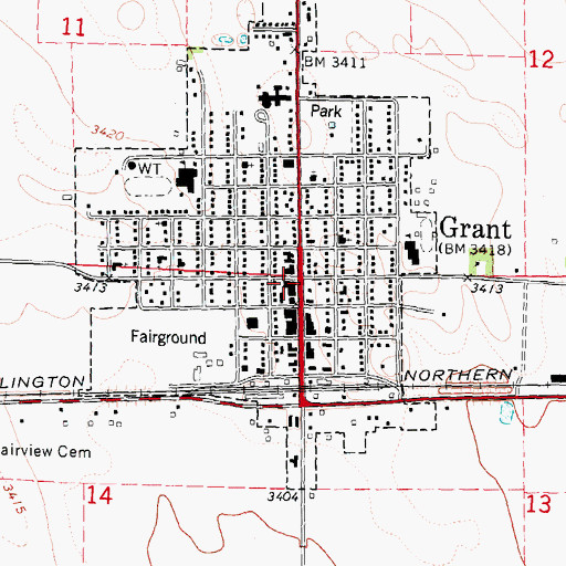 Topographic Map of Perkins County Ambulance Service, NE
