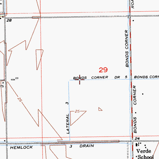 Topographic Map of Bonds Corner Drain Five, CA