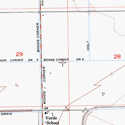 Topographic Map of Bonds Corner Drain Six, CA