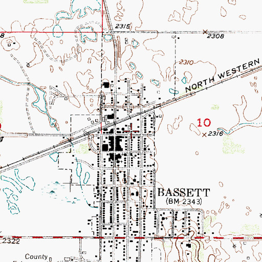 Topographic Map of Rock County Ambulance Service, NE