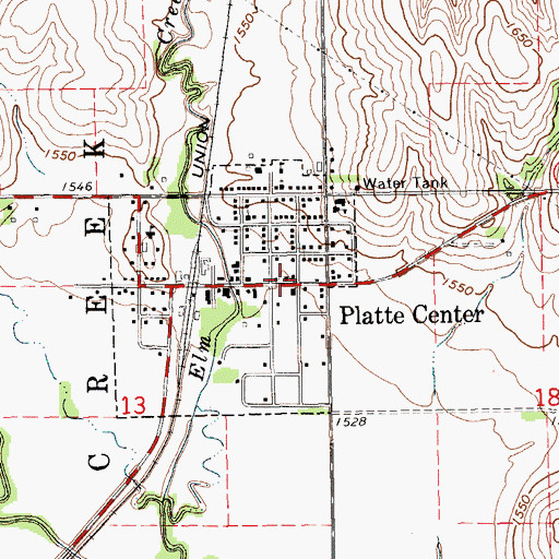 Topographic Map of Platte Center Rescue, NE