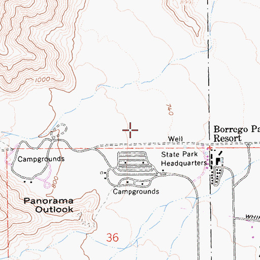 Topographic Map of Borrego Palm Canyon, CA