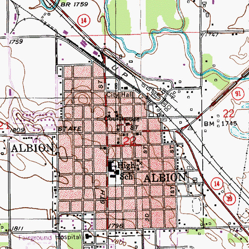 Topographic Map of Boone County Ambulance Service, NE