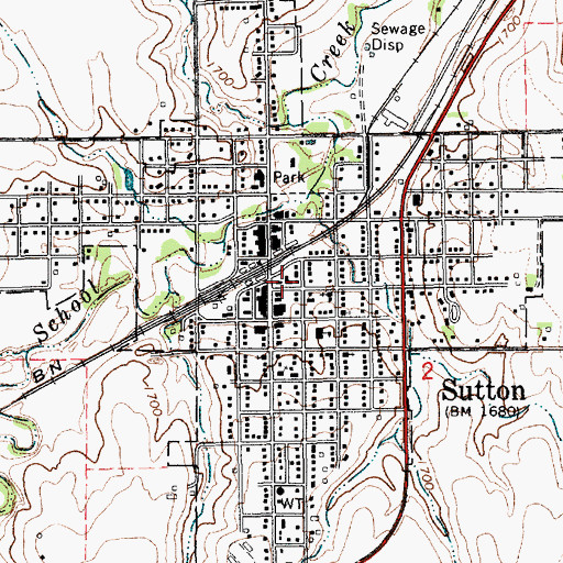 Topographic Map of Sutton Volunteer Ambulance Service, NE