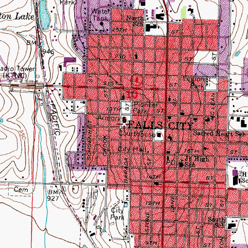 Topographic Map of Falls City Volunteer Ambulance Squad, NE
