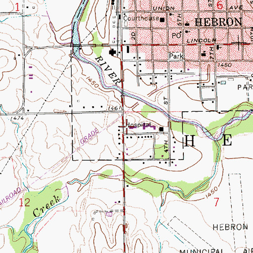 Topographic Map of Thayer County Ambulance Service, NE