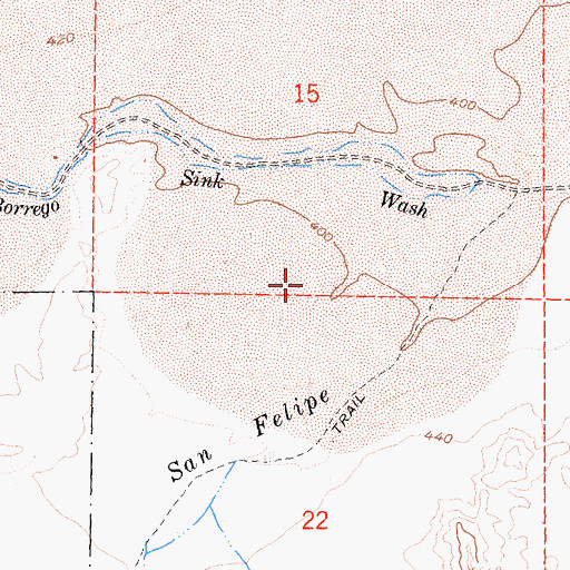 Topographic Map of Borrego Valley, CA