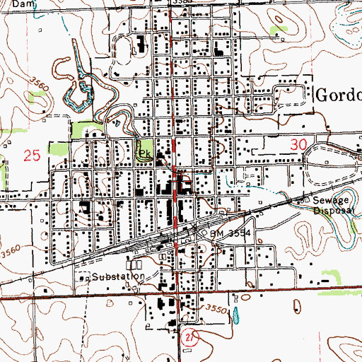 Topographic Map of Gordon Volunteer Rescue Squad, NE