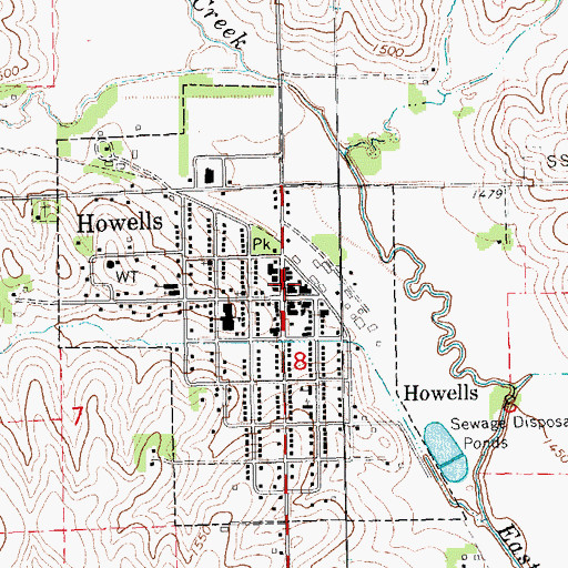 Topographic Map of Howells Rescue Squad, NE