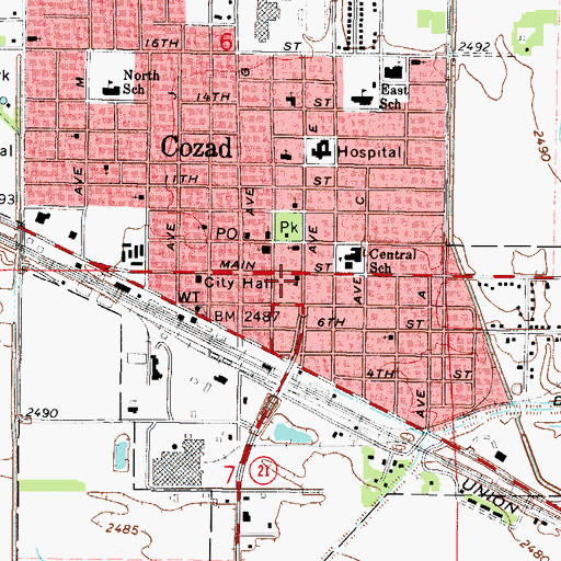Topographic Map of Cozad Rescue Squad, NE
