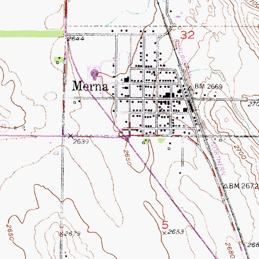 Topographic Map of Merna Fire Rescue Department, NE