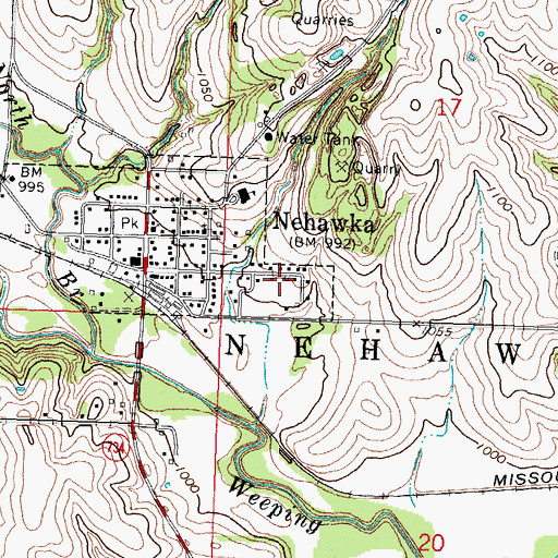 Topographic Map of Nehawka Rescue Squad, NE
