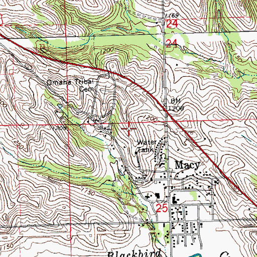 Topographic Map of Omaha Tribal Rescue, NE