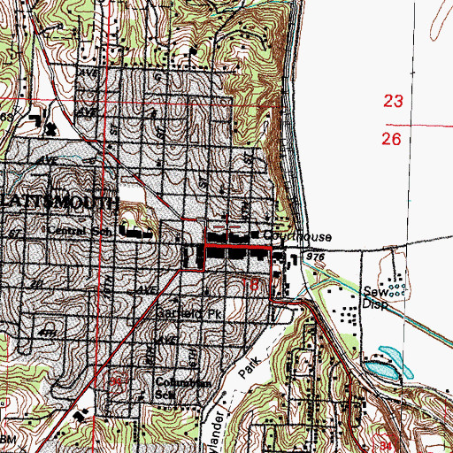 Topographic Map of Plattsmouth Volunteer Rescue Squad, NE