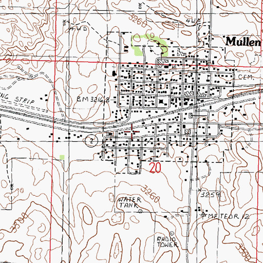 Topographic Map of Mullen Ambulance Service, NE