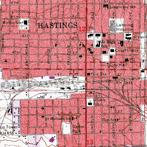 Topographic Map of Rural - Metro Corporation, NE