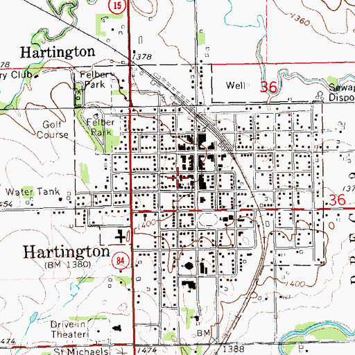 Topographic Map of Hartington Ambulance Squad, NE