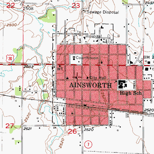 Topographic Map of Brown County Ambulance Association, NE