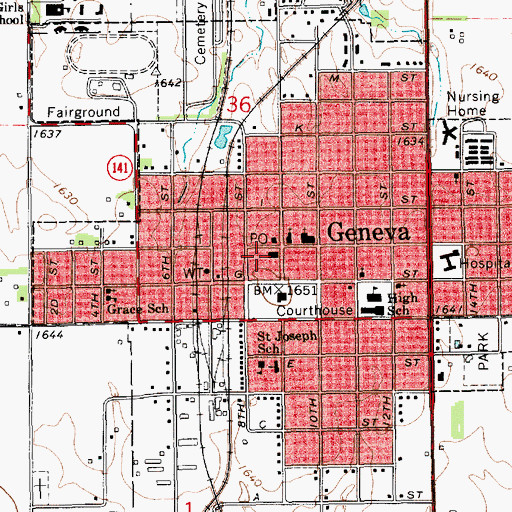 Topographic Map of Geneva Rescue Squad, NE