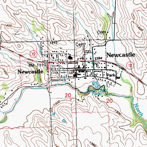 Topographic Map of Newcastle Rescue, NE