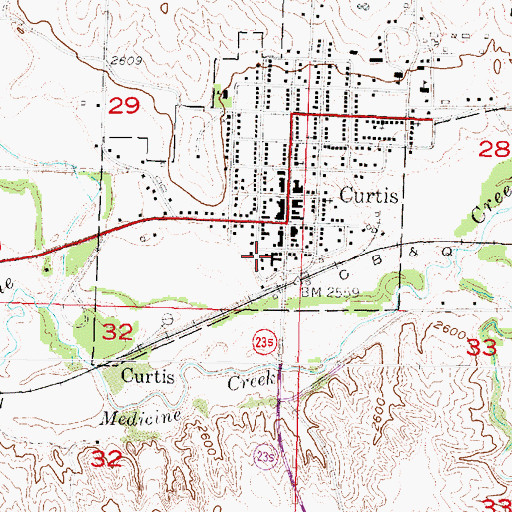 Topographic Map of Frontier County Ambulance Services Curtis, NE