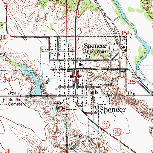 Topographic Map of Spencer Volunteer Rescue Unit, NE
