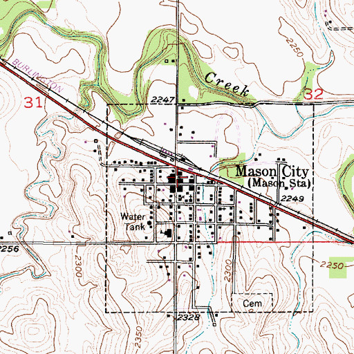 Topographic Map of Mason City Rescue Service, NE