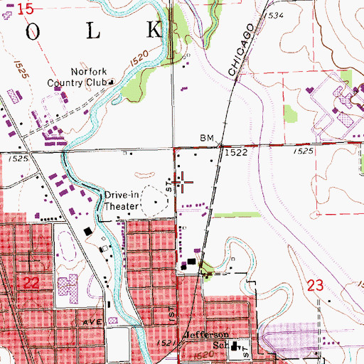 Topographic Map of Norfolk Ambulance Service Incorporated, NE