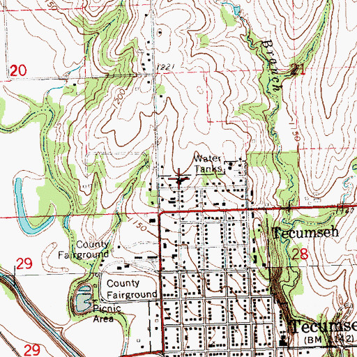 Topographic Map of Johnson County Ambulance Service Tecumseh Rescue, NE