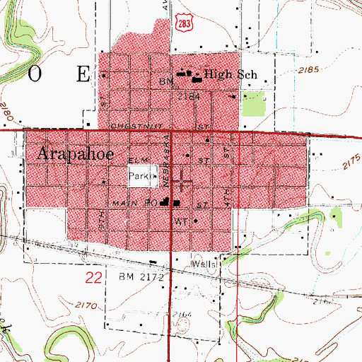 Topographic Map of Arapahoe Volunteer Ambulance, NE