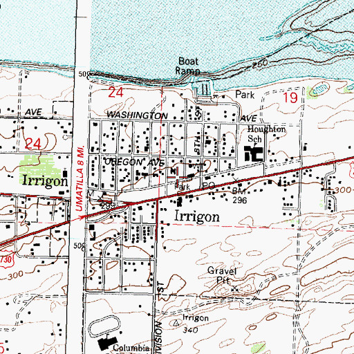 Topographic Map of Morrow County Emergency Medical Services Irrigon Station, OR