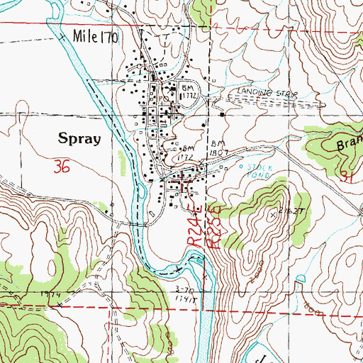 Topographic Map of Spray Volunteer Ambulance Association, OR