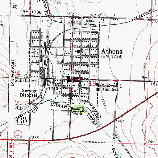 Topographic Map of East Umatilla County Health District, OR