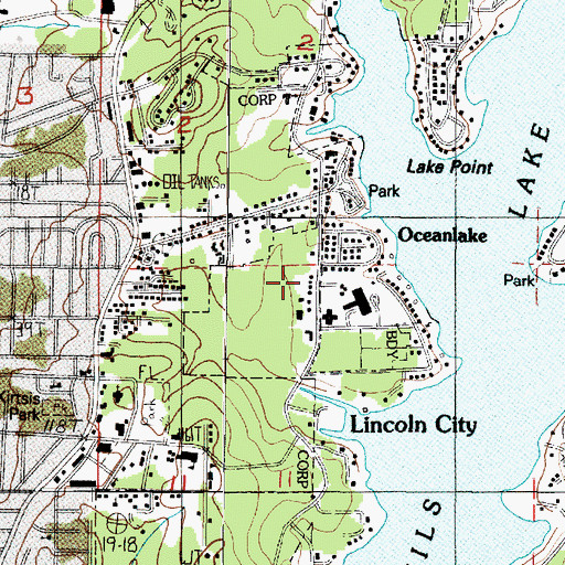 Topographic Map of Pacific West Ambulance, OR