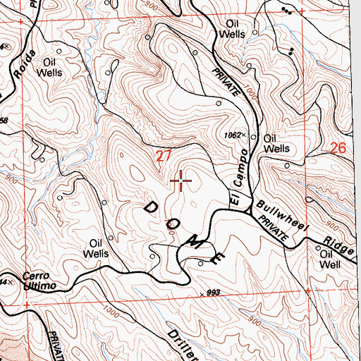 Topographic Map of Bullwheel Ridge, CA