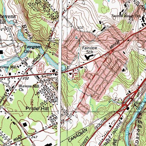 Topographic Map of Auburn Fire Rescue Central Station, ME