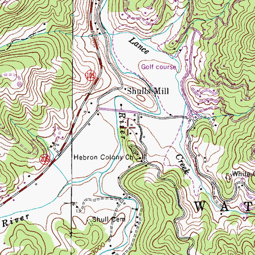 Topographic Map of Shull Cemetery, NC