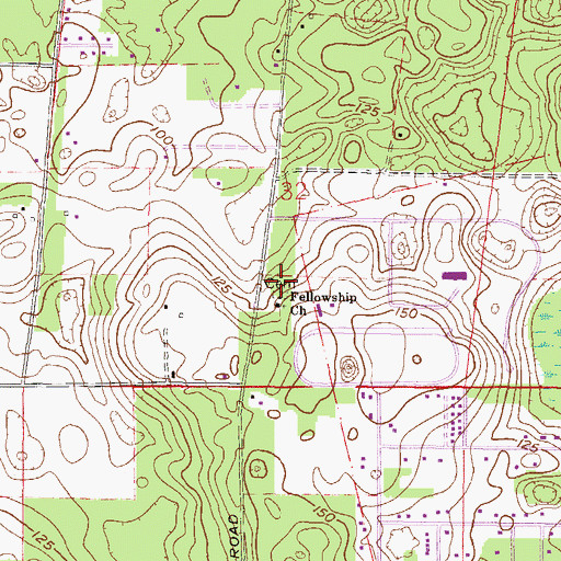 Topographic Map of Fellowship Cemetery, FL