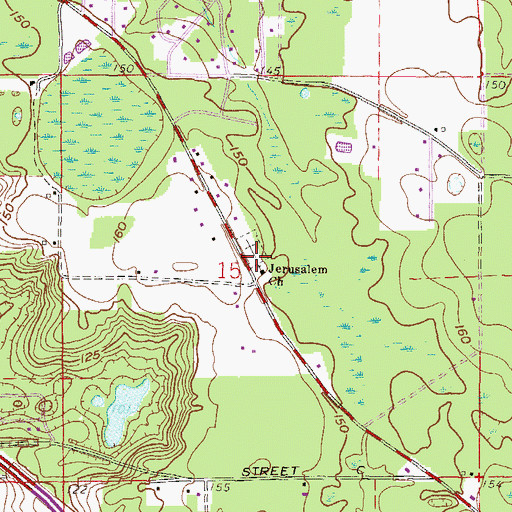 Topographic Map of Jerusalem Cemetery, FL