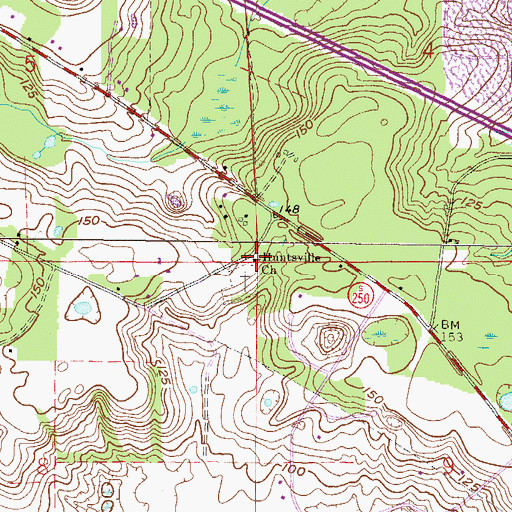 Topographic Map of Huntsville Cemetery, FL