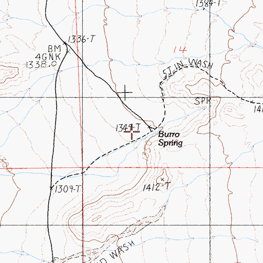 Topographic Map of Burro Spring, CA