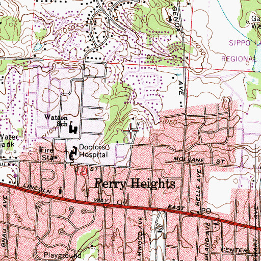 Topographic Map of Oak Manor, OH
