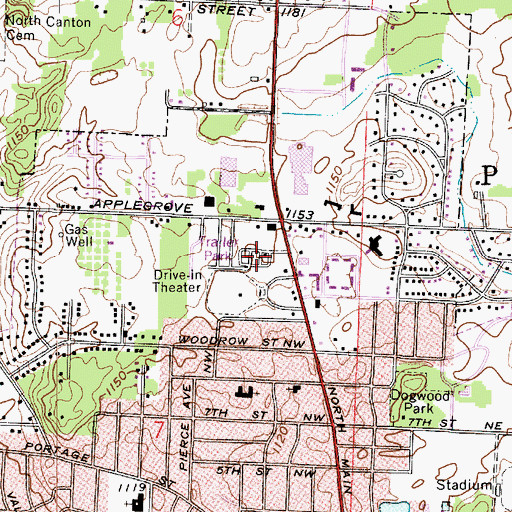 Topographic Map of Evergreen Mobile Park, OH