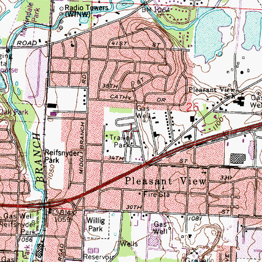 Topographic Map of Pleasant View Village, OH